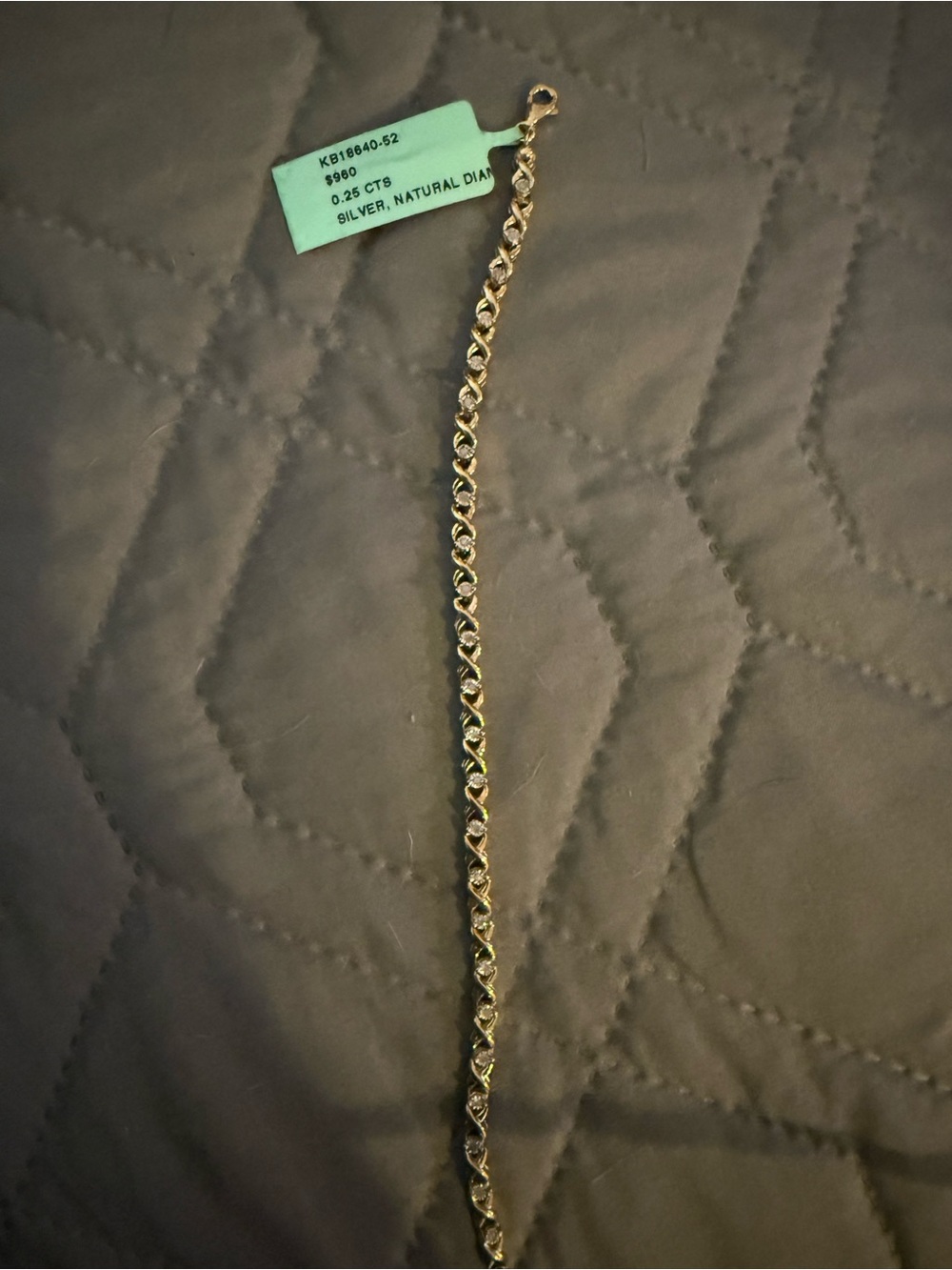 Gold plated silver tennis bracelet .25 cts natural diamond - Women's Jewelry